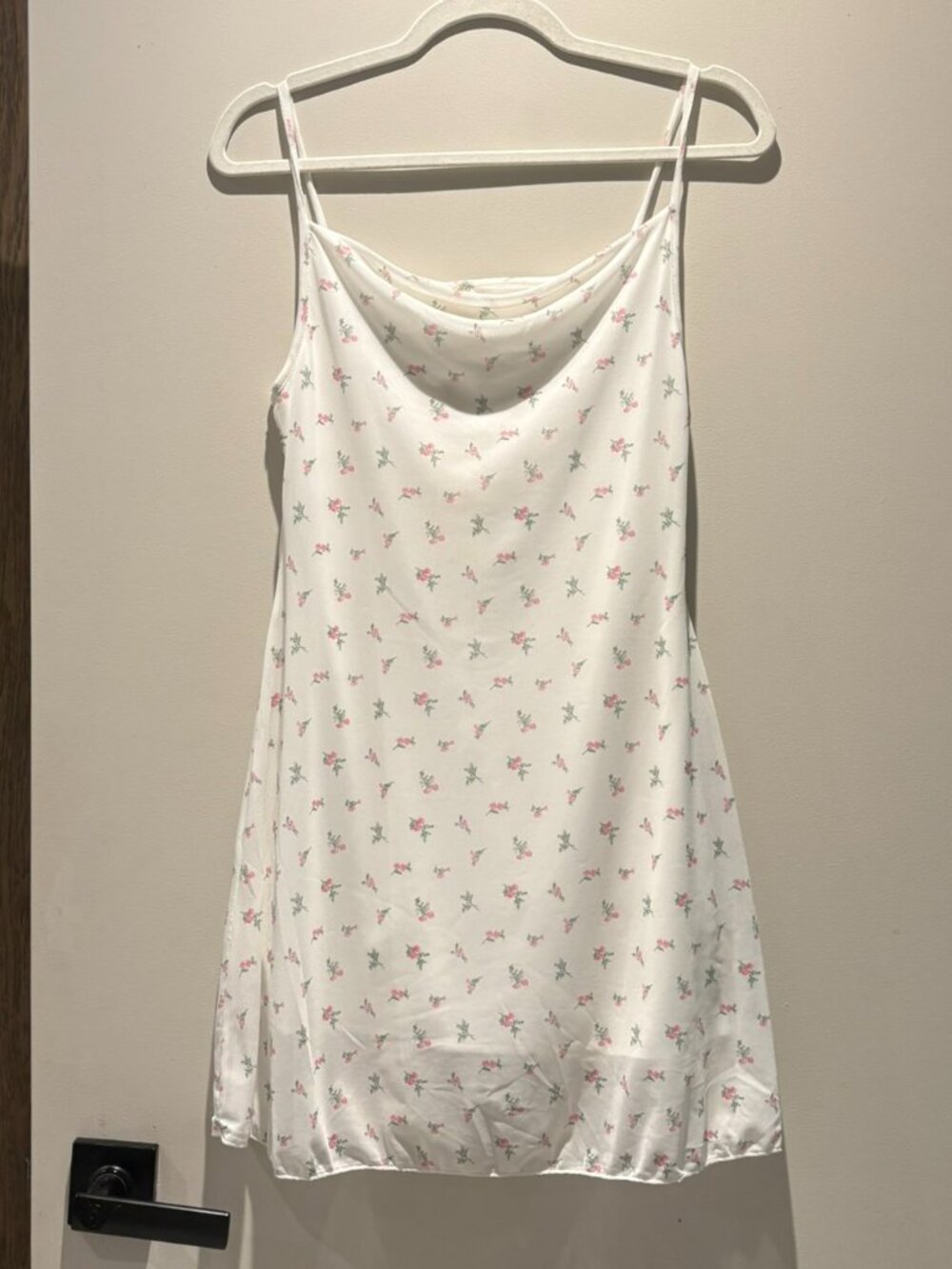 See You Monday Junior Girls Floral Mini Slip Dress Cowl Neck White Pink Green